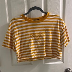 Forever 21 Mustard and White Striped Tee